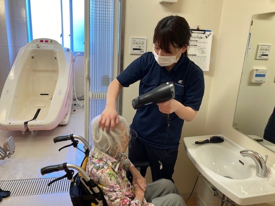 入居し初めての入浴