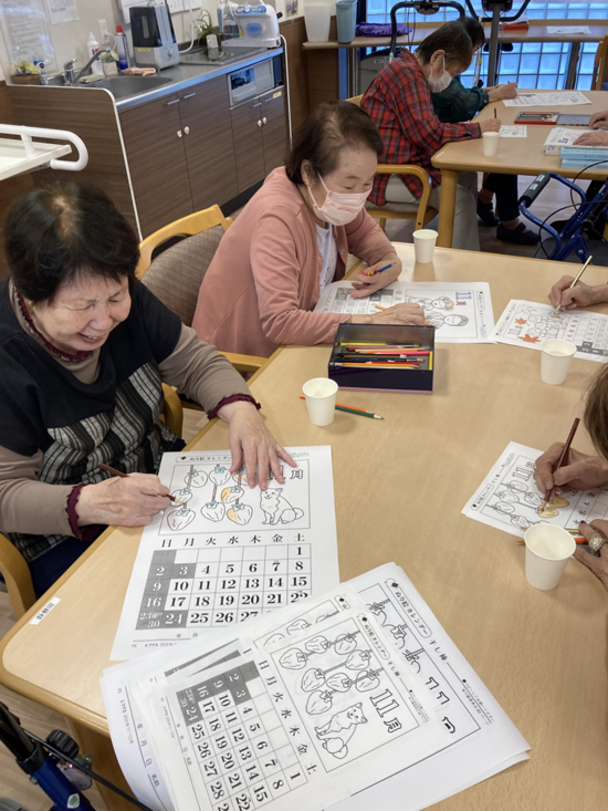 11月のカレンダー塗り絵