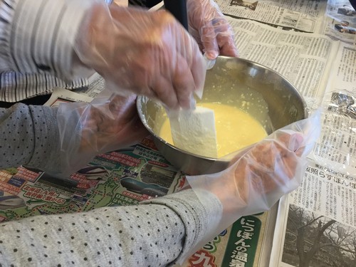 本日のレク　みんなでチーズケーキを作ろう！