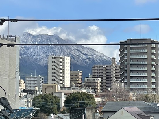 桜島冠雪